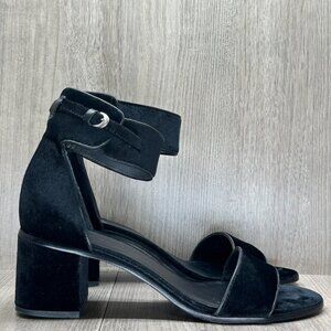 Bernardo Blythe Sandals Womens 10M Ankle Strap Chunky Heel Velvety suede Black